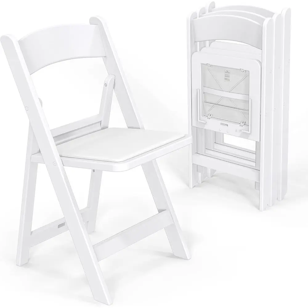 

White Cushioned Plastic Chairs, Comfortable Padded Seats, Ideal for Indoor and Outdoor Events, Set of 4