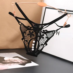 Women's Erotic Hollow Out Panties Female Sexy Transparent Underwear Ladies Beading Lingerie Temptation G-String Low-waist Thongs