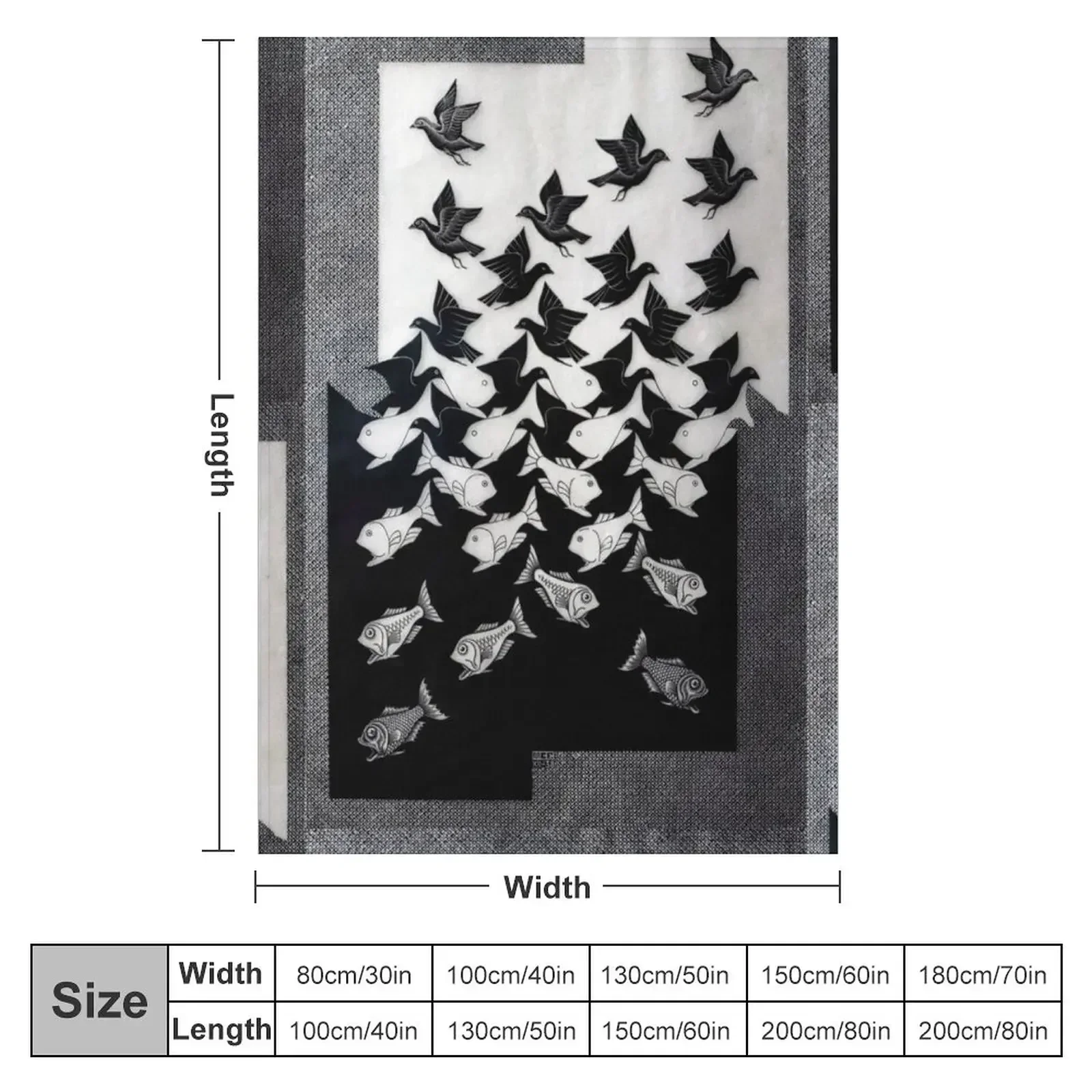 Sky and Water II, by M.C. Escher Throw Blanket Sofas anime Blankets