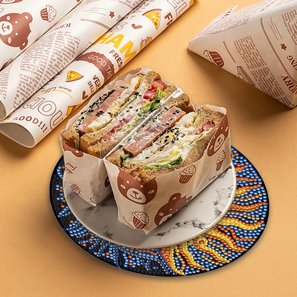 4PCS Kitchen Dish Mat Graceful Butterfly Wooden Eco-Friendly Placemat Phoenix Hummingbird Diamond Painted Placemat Tableware Mat