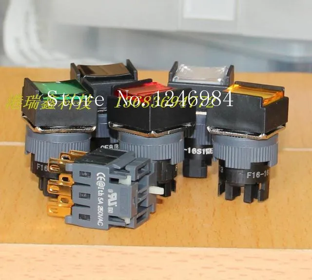 [SA]Electronic switch Jinhong 16MM F -type three-way square openings with lock button switch button switch Mito double--10pcs/lo