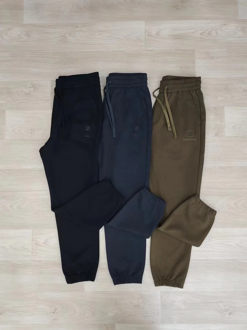

Pure Cotton Embroidered Elastic Waist Dstring Loose Cuffed Sports Sweatpants Men's Spring Autumn Casual Pants 0869