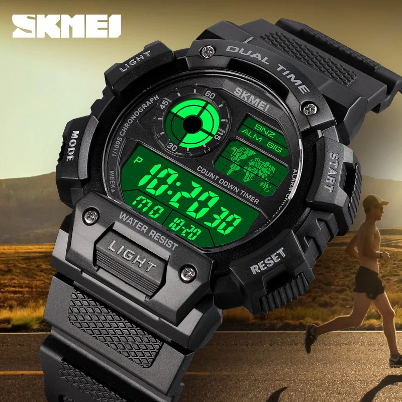 SKMEI Military Sports Waterproof Watch For Men LED Digital Camouglage Wristwatch Countdown Alarm Fashion Male Clock Reloj Hombre