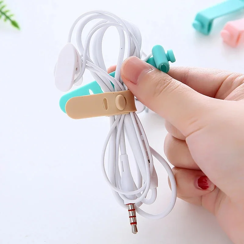 4-16Pcs Cable Winder Organizer Silicone Earphone Clips Wire Cord Management Buckle Straps Reusable Cable Tie Beam Line Cord