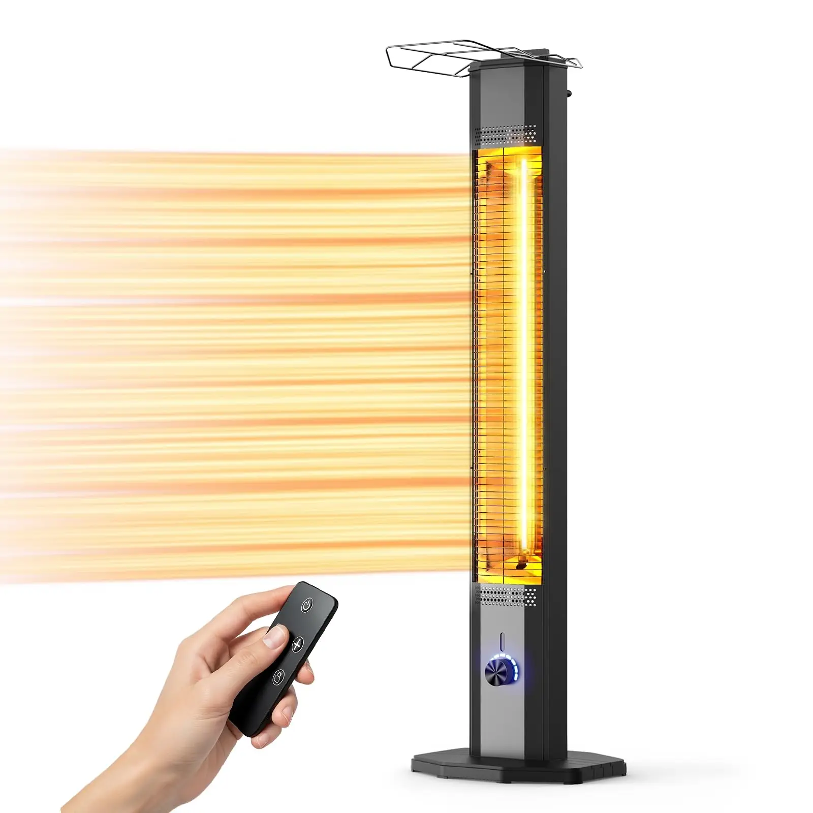 Outdoor Electric Patio Heater, 42-inch 1500W Infrared Tower Heater with 9 Heat Settings & 9H Timer, IPX5 Waterproof