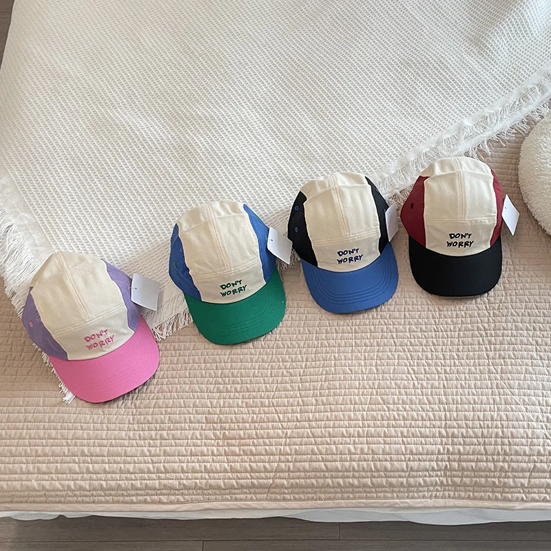 Summer Alphabet Embroidery Vintage Hat Breathable Fashion Peaked Hat Baby Girls Boys Cotton Baseball Cap Sun Block Hat For Kids