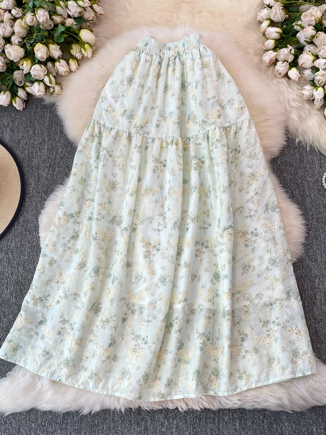 エレガントな花柄刺繍入りミディスカート レディース 夏スタイ - Midi Skirt Floral のレビューと価格