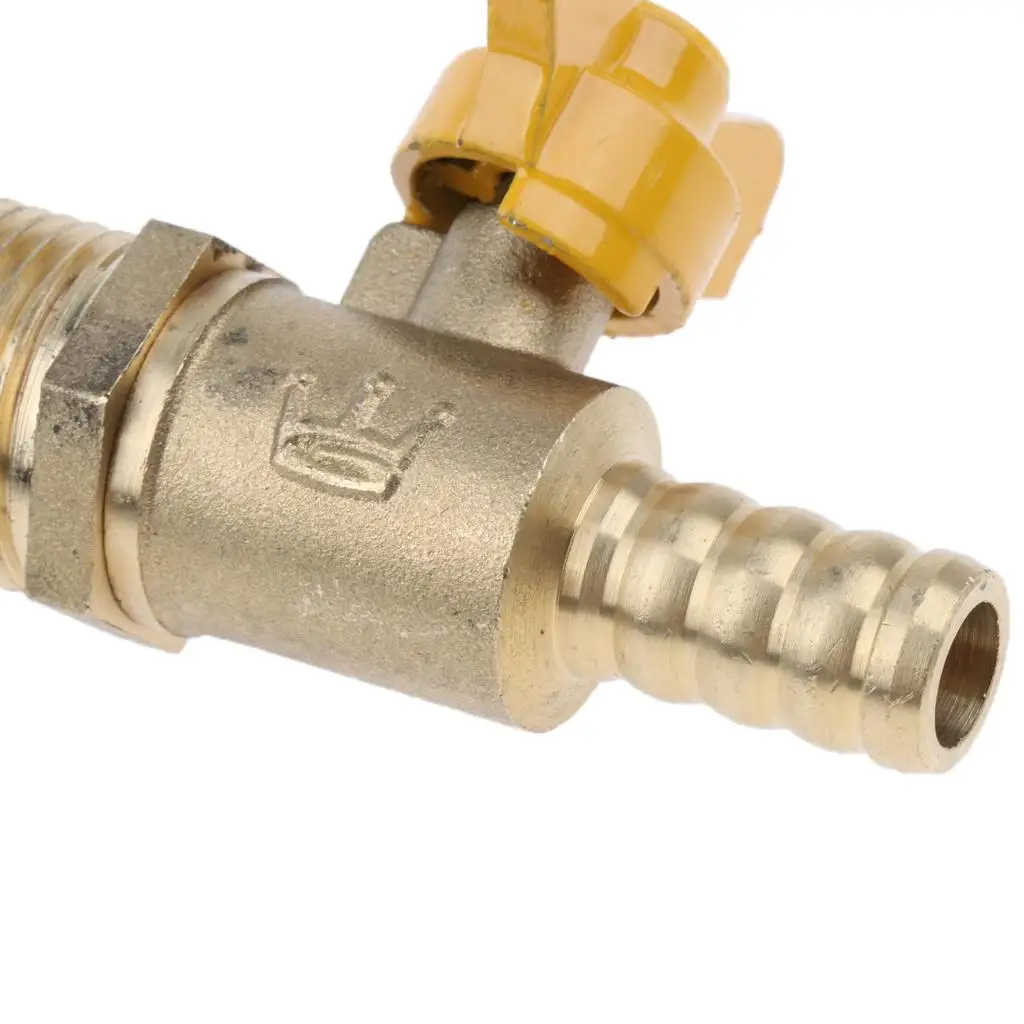Hose Barb Ball Valve Male Thread Brass Manual on Off Lever for Gas Water Pipe Fitting