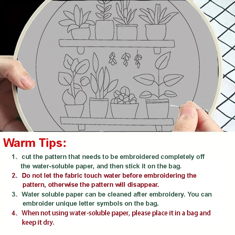 Bestickte Tasche Grüne Pflanzen Stickerei Starter-Kit DIY-Set für Anfänger Nähkunst Nadelkunst – Detail 7