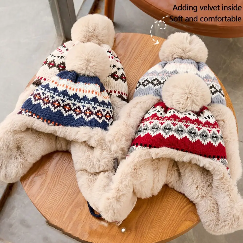

Fashion Autumn Winter Warm Hat Plush Windproof Lei Feng Hat Retro Cold Proof Ski Cap for Women