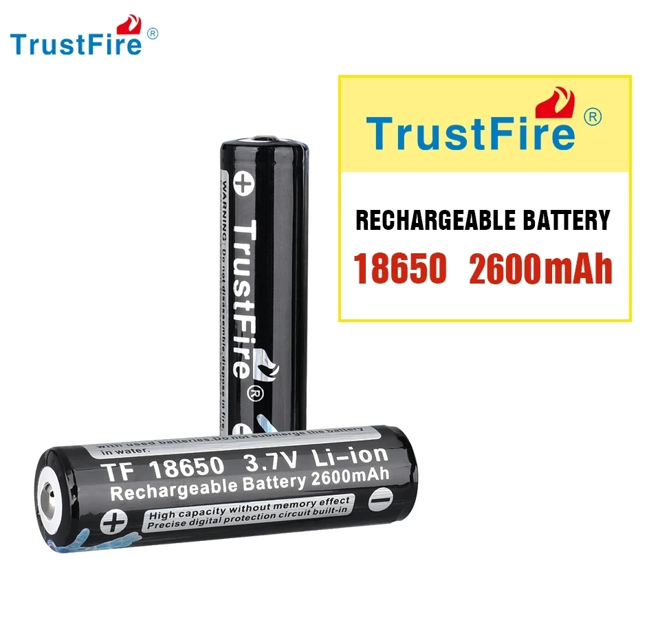 TrustFire 3.7V 18650 2600mAh Rechargeable Lithium Battery Original Li-ion Cells for LED Flashlight Headlamp Power Bank Toy UAV