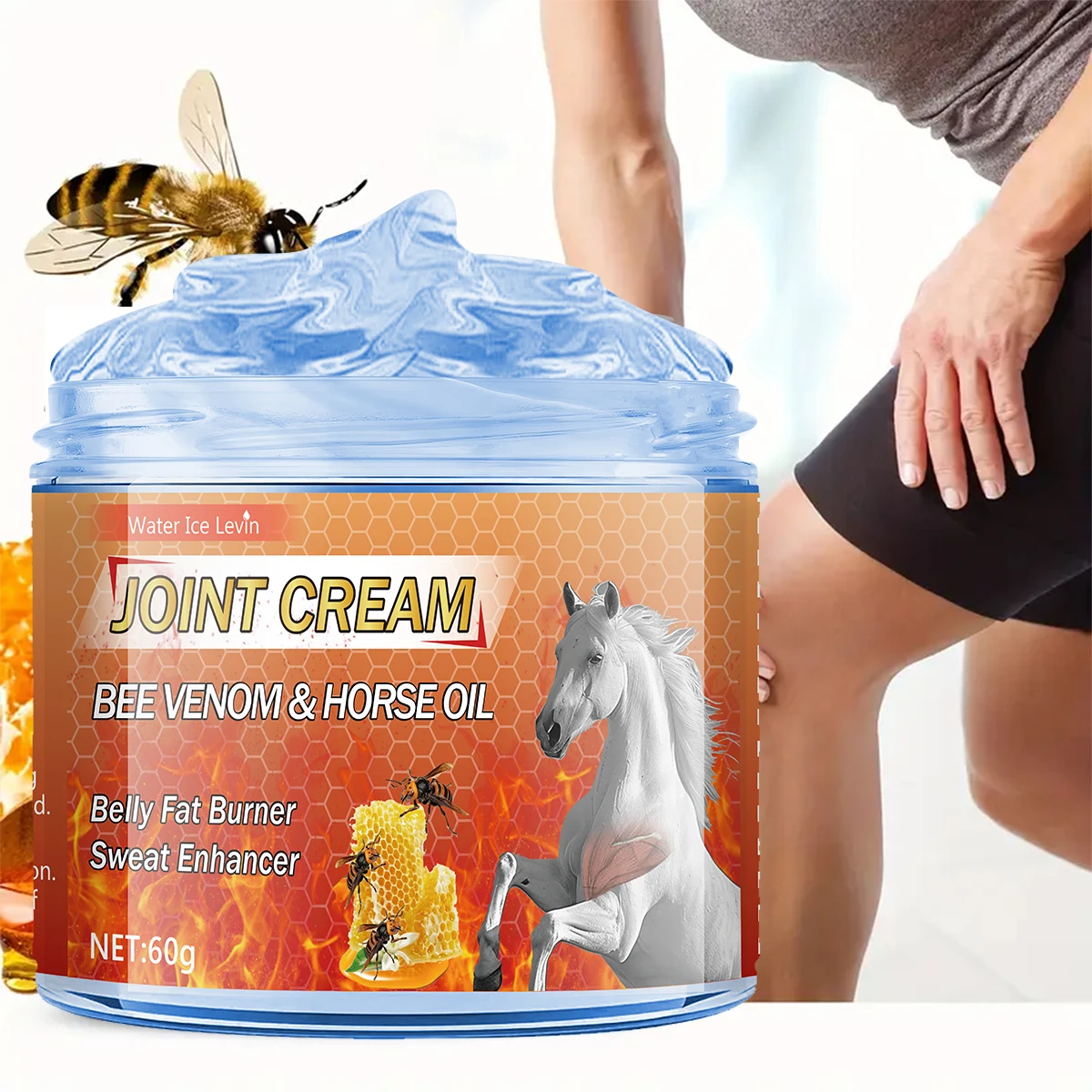 Bienengif- und Pferdeöl-Gelenkcreme – Ingwer-, Kamille- und Shanjin-Car-Essenz-Feuchtigkeitsformel für Knie, Rücken, Schultern und Nackenmuskulatur – 60 g