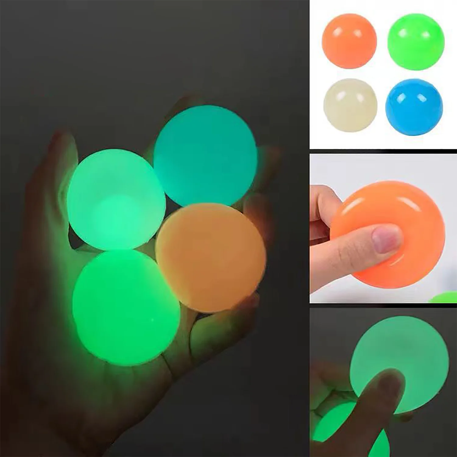 6pcs of luminous ceiling adhesive target interactive balls for venting and pressure reducing toys with sticky grip Color Random