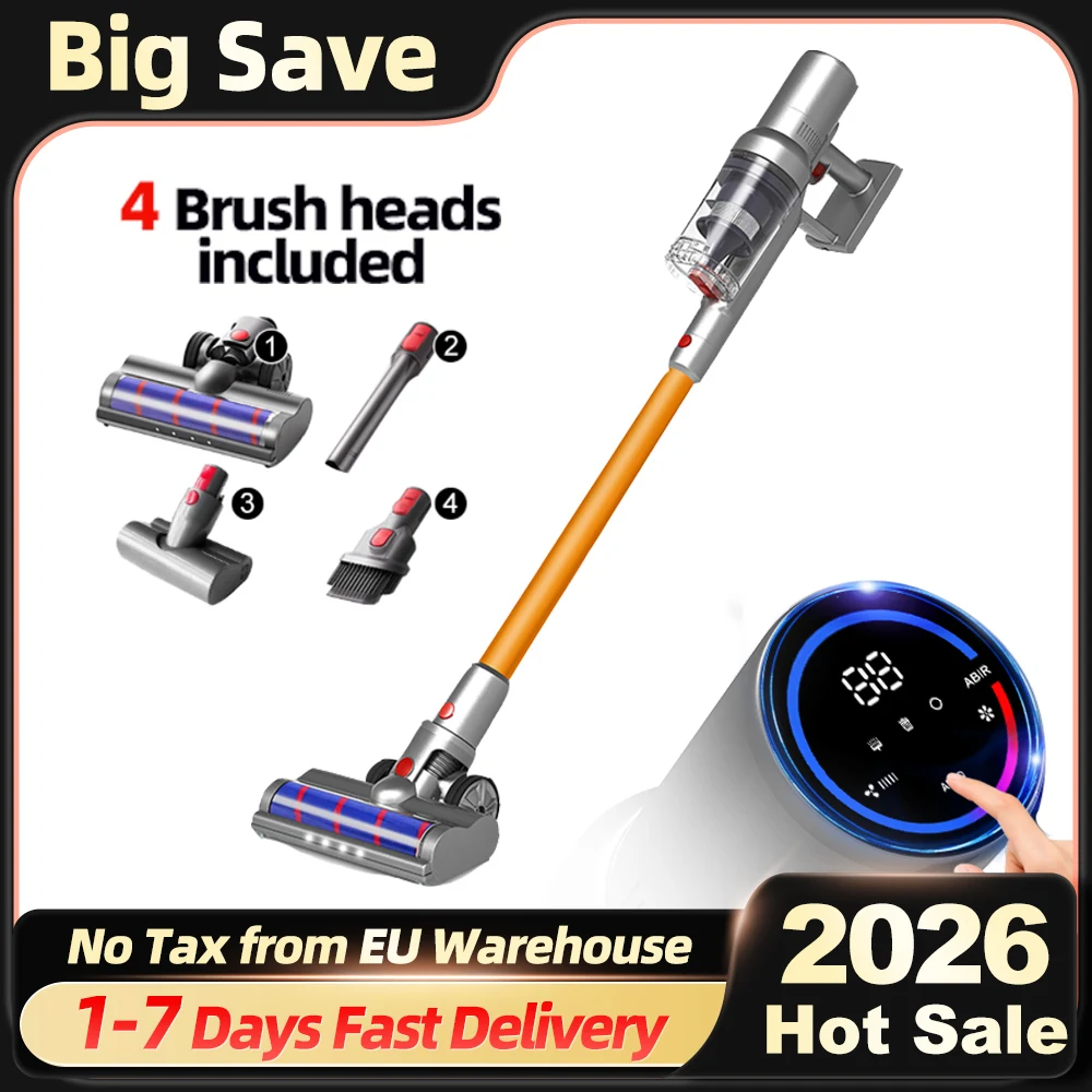 Aspirateur à Main sans Fil ABIR VC205, 27000PA, Capteur de Poussière Intelligent, Écran Tactile LED, Contrôle Automatique de la Vitesse, Tueur d'Acariens Portable Sans Fil