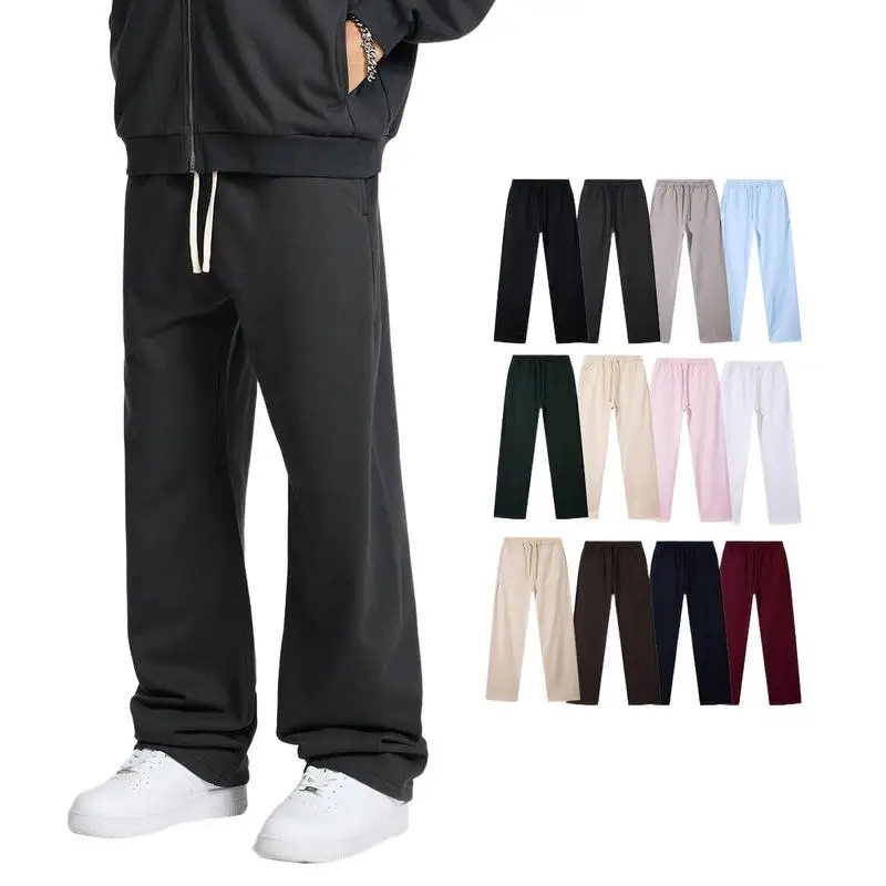 ACOMOSON Men'S Clothing Loose Straight-Leg 430G Heavyweight Casual Sweatpants Travel Holiday Street Oversize Fleece Sports Pants