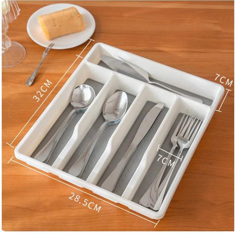 منظم درج الأواني 3/5/6 مقصورة منظم أدوات قابل للتعديل غير قابل للانزلاق لأدراج المطبخ للملاعق والشوك والسكاكين #3