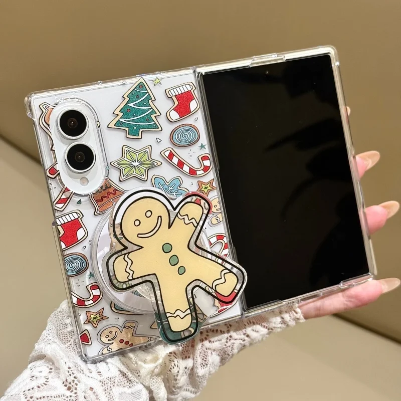 Christmas Gingerbread Man Christmas Tree Magnetic Magsafe Phone Case For Samsung ZFold 3 4 5 6 7 8 Ultra New Year's gift Cover