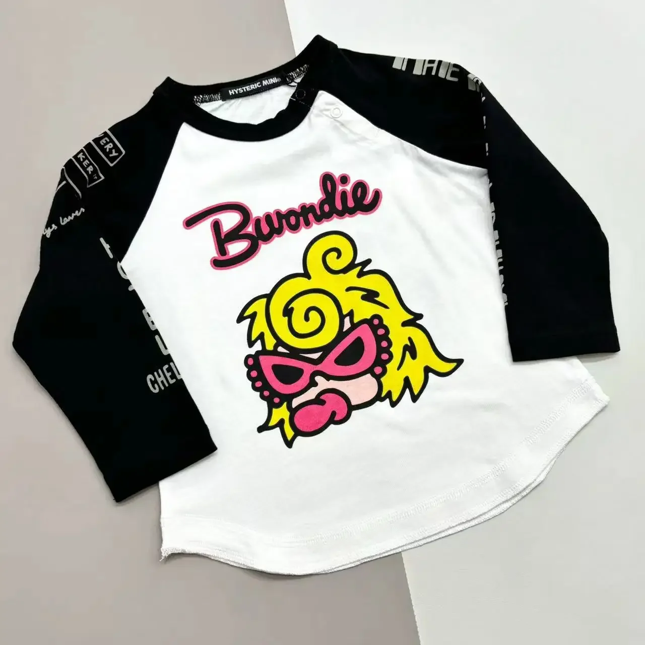 Children's Clothes Long Sleeve 2024 Black Super Autumn and Winter Fashion Brand Pacifier Band Pattern Raglan Sleeves Pure Cotton