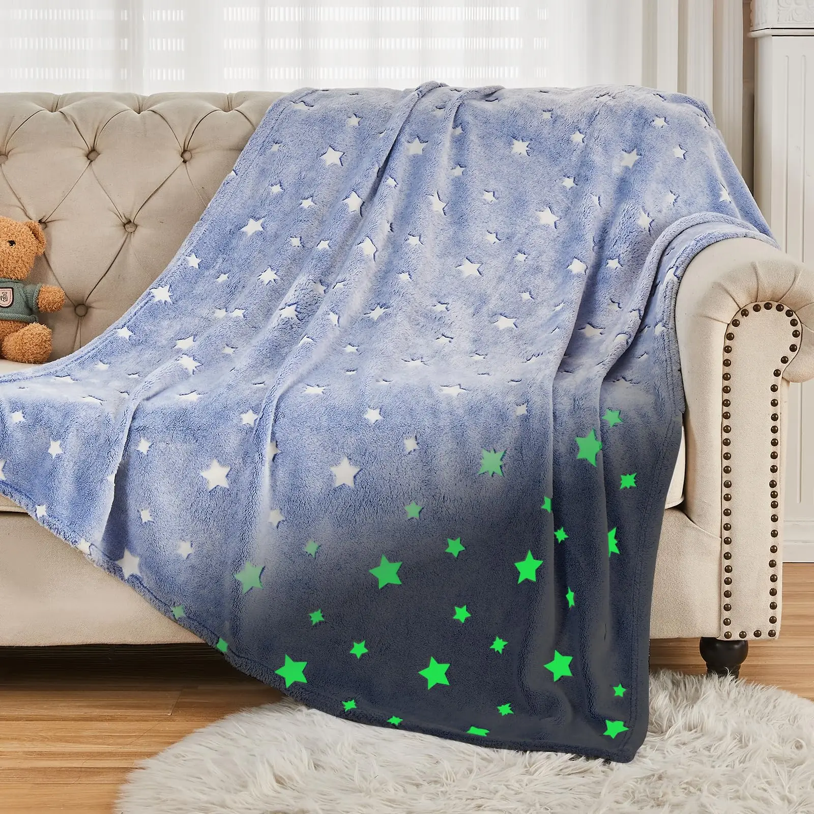 

Glow in The Dark Blanket Gifts for Girls, Toys for 1-10 Year Old Girls Birthday Gifts, Soft Cozy Flannel Throw Blanket for Kids