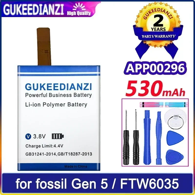 Large Capacity Replacement Batteries  APP00296 530mAh For fossil Gen 5 Gen5/ For Julianna HR FTW6035 Battery