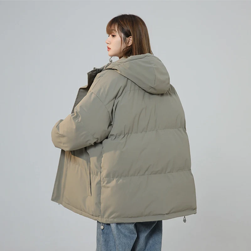 Chaqueta corta con capucha para mujer, Parkas gruesas acolchadas de algodón, abrigos holgados, prendas de vestir de gran tamaño, invierno, nuevo