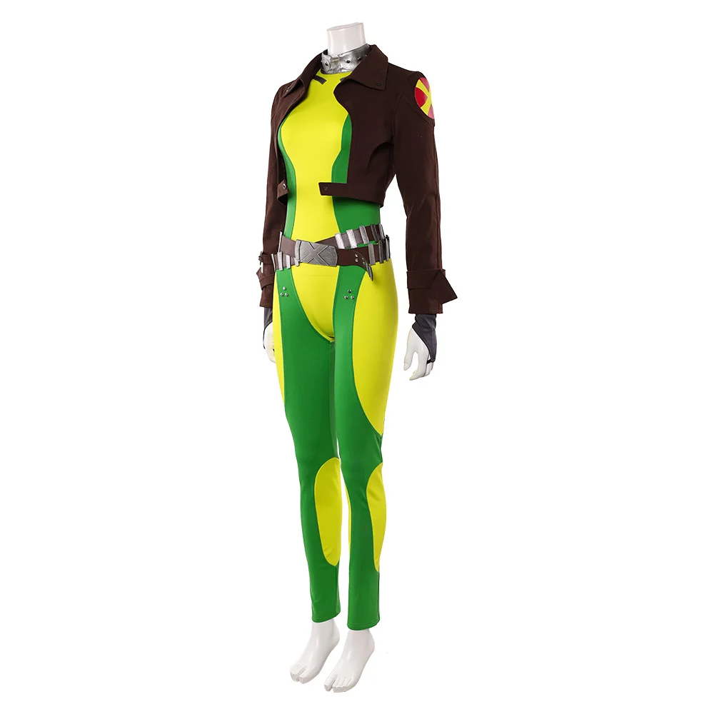 Fantasia Rogue Cosplay Costume Jumpsuit Jacket Movie X-97 Roleplay Coat Belt Women Adult Uniform Carnival Outfits Halloween Suit view 3