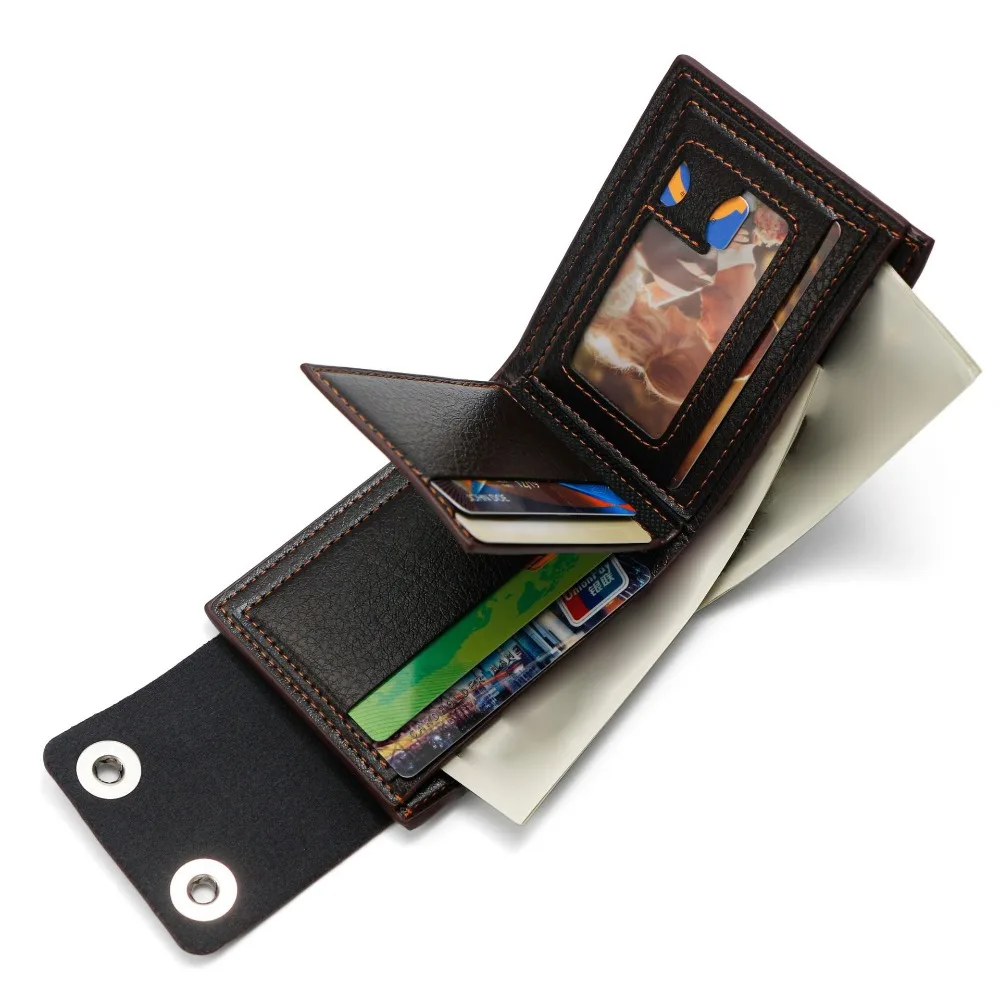 

Large Capacity Male Short Wallet Magnetic Buckle Anti-Theft PU Leather Card Holder Korean Style Multi-card Slot