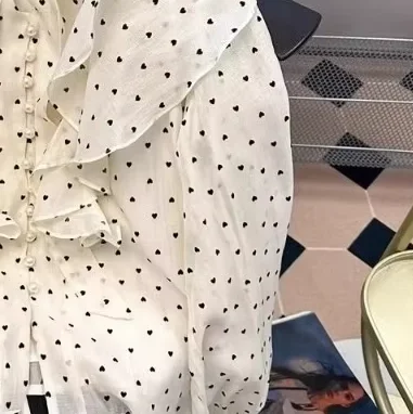 

Ранняя осень, шифоновая рубашка, женская модная трендовая блузка, японский корейский стиль, женская одежда, Blusas Mujer, рубашки в горошек