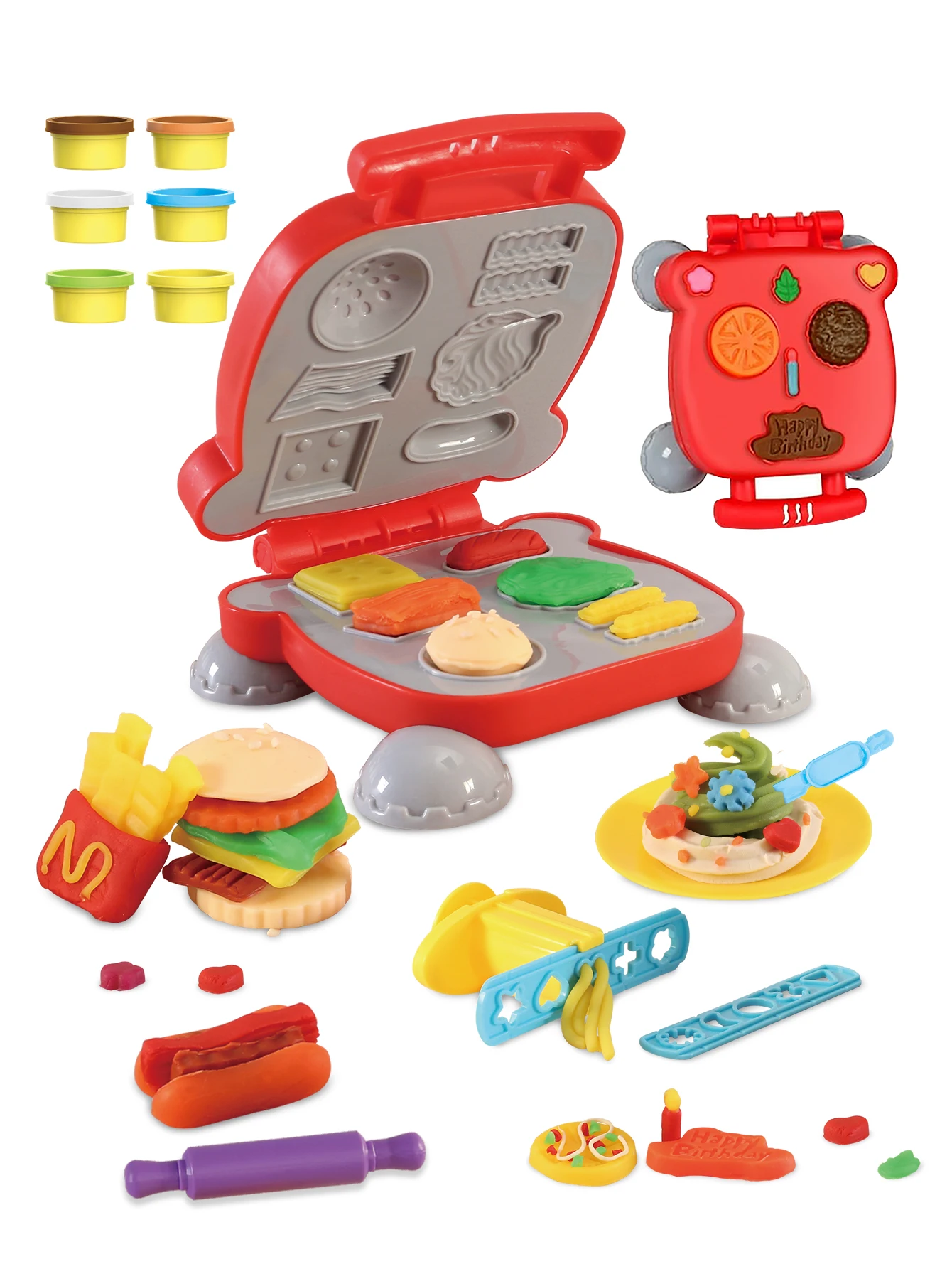 Funny hamburger machine clay set, DIY hamburger fries, open the creative food world
