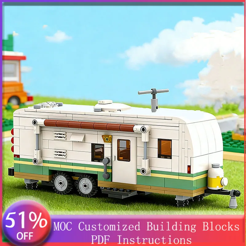 685 PCS Heavy Vehicle Economy Travel Trailer Caravan MOC Customize Modular Building Block Model Brick DIY Boy Assembly Toy Gift