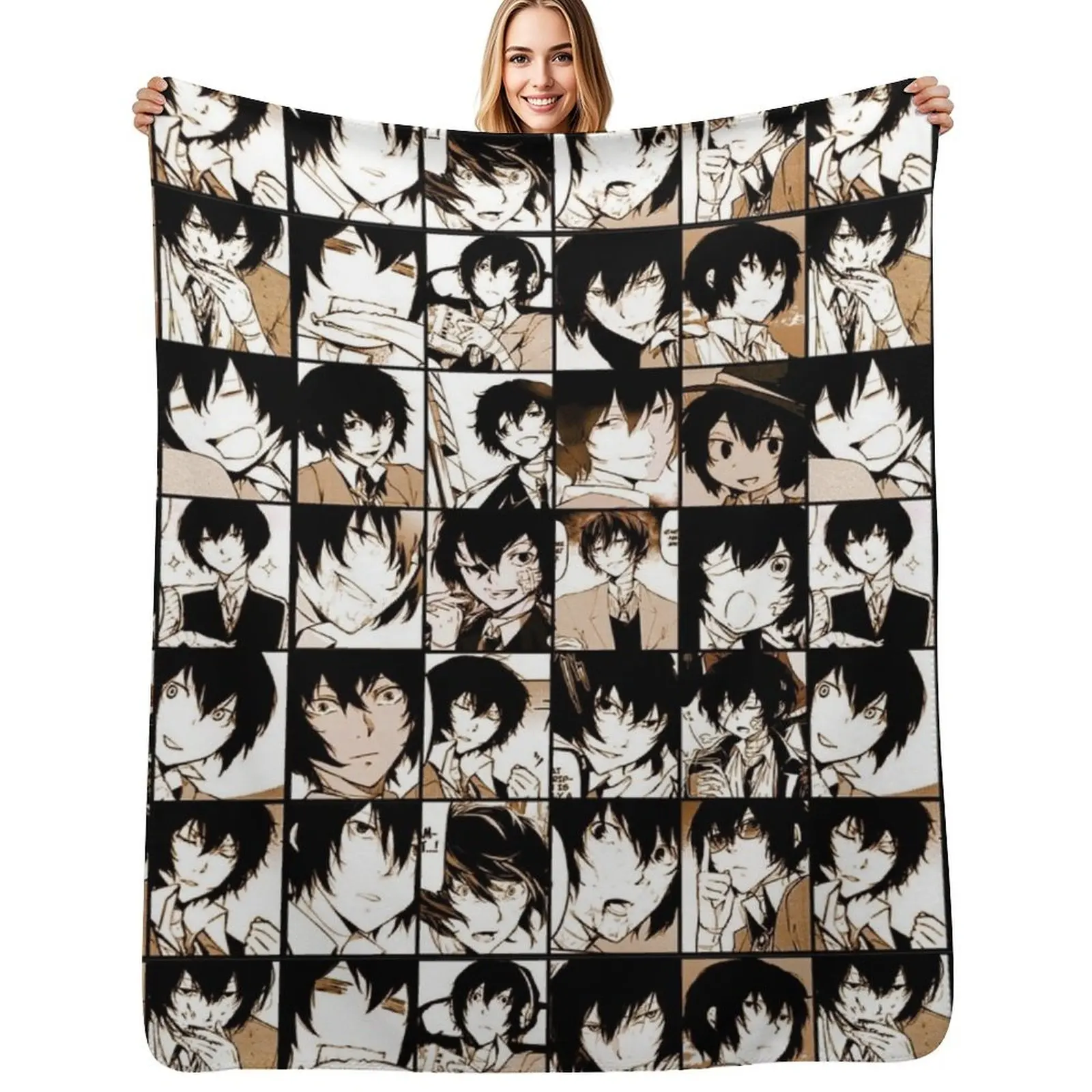 Dazai osamu collage- manga color version Throw Blanket Beach Soft Thin halloween Furrys Blankets