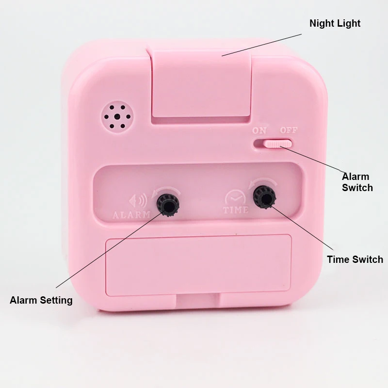 2334 Modern Fashion Plastic Squre Alarm O'clock Student Simple Classic Bedside Nightlight Mute Clock Child Decoration Timepiece