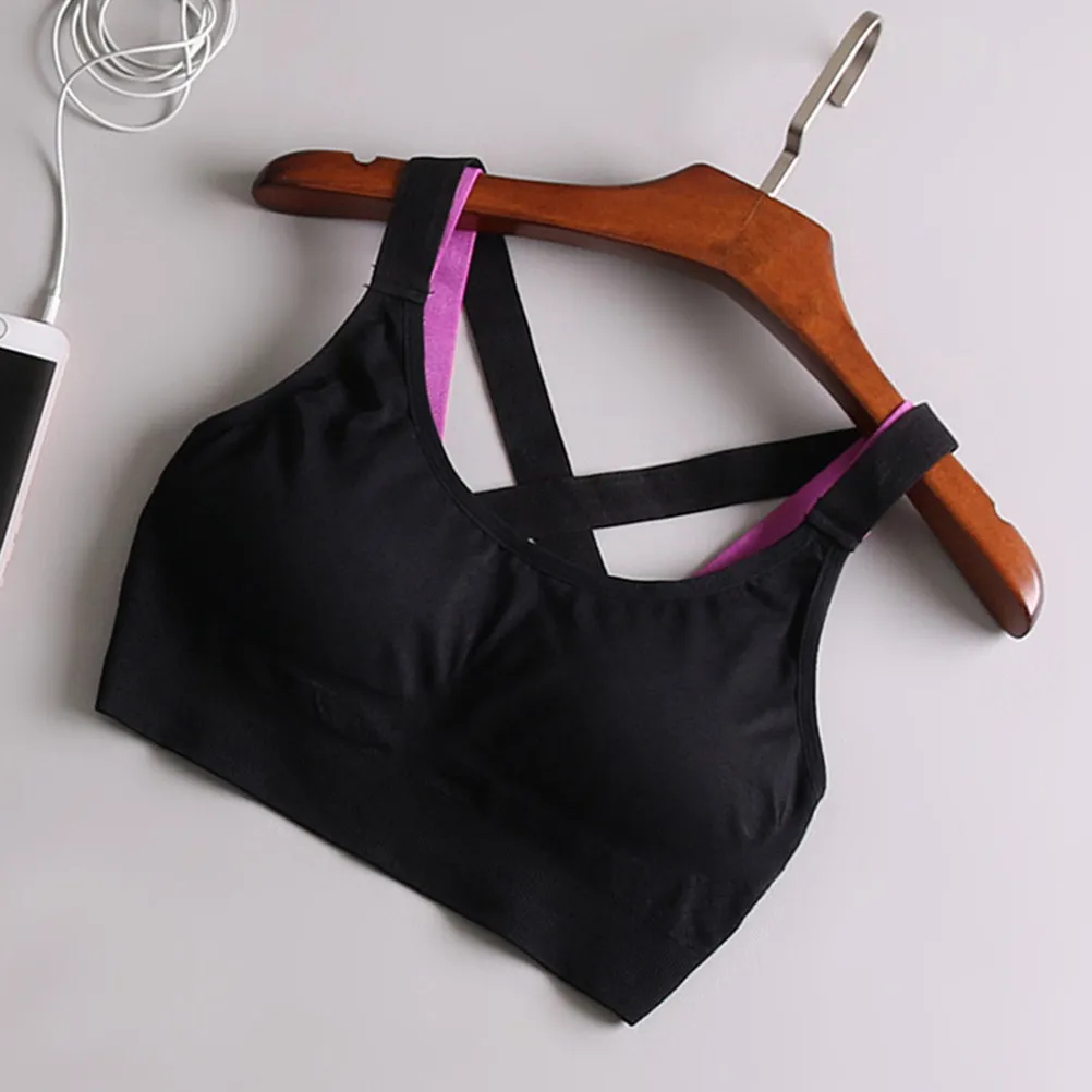 1Pcs Wireless Sports Bra Without Underwire Black Sleeveless Lightweight Yoga Fitness Tank Workout Shirt