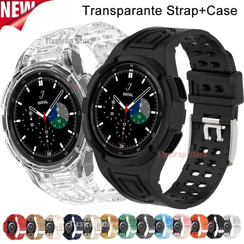 

Case+Strap for Samsung Galaxy Watch 6 4 40mm 44mm Transparent Silicone Band Sport Bracelet Galaxy Watch 4 Classic 46 Accessories