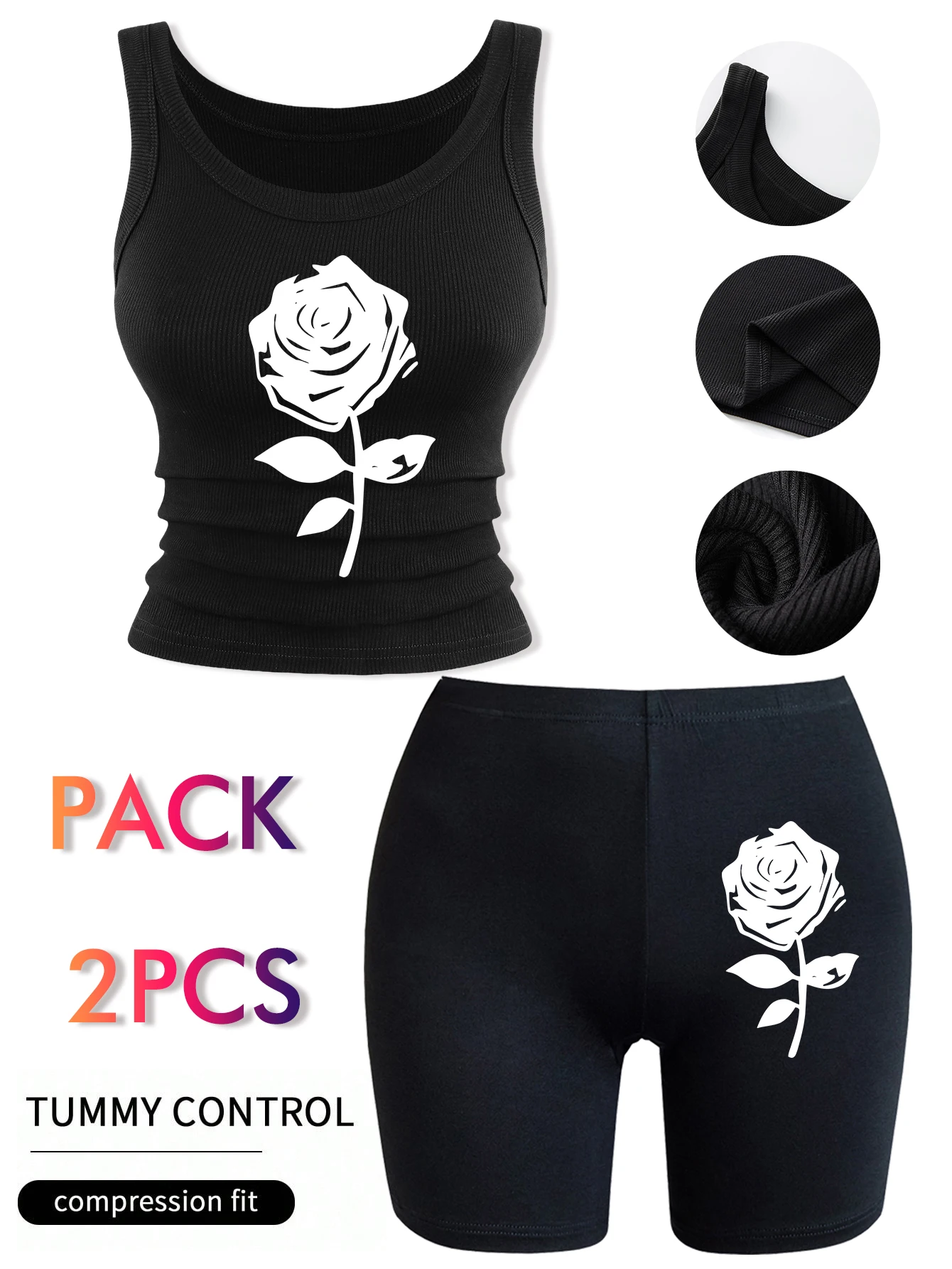 

Женский летний комплект: топ-майка с принтом «Розы» и короткие шорты из хлопка, мягкий, эластичный, в стиле Y2K, корейский кэмизол
