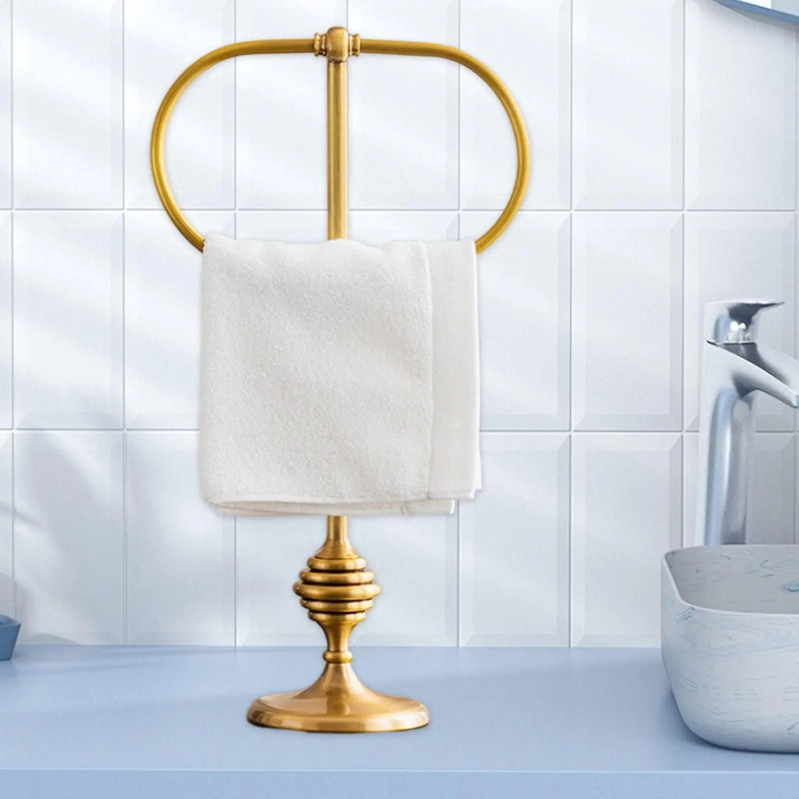 

Hand Towel Holder Stand Towel Creative Metal Hardware Accessories Freestanding Brass for Cabinet Bathroom Vanity Kitchen
