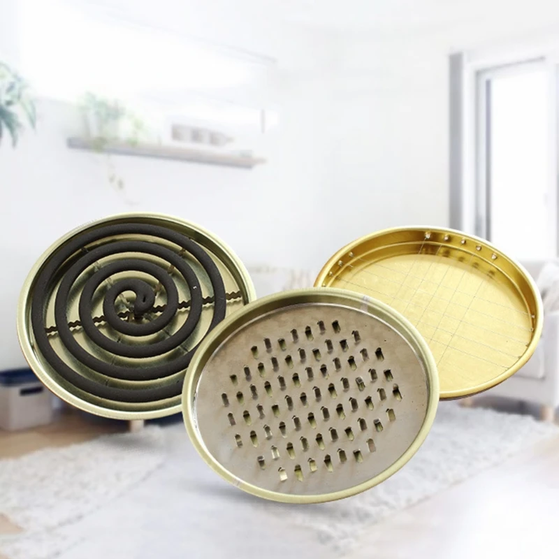 Spirals Mosquitoes Coil Holder Tray Frame Safe Stainless Steel Round Rack Plate