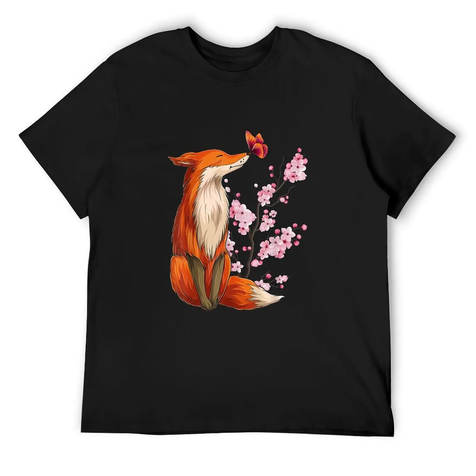 

Japanese Fox Cherry blossom Flower sakura trees Kawaii T-Shirt tshirts personalised blue lock anime clothes luxury clothes men