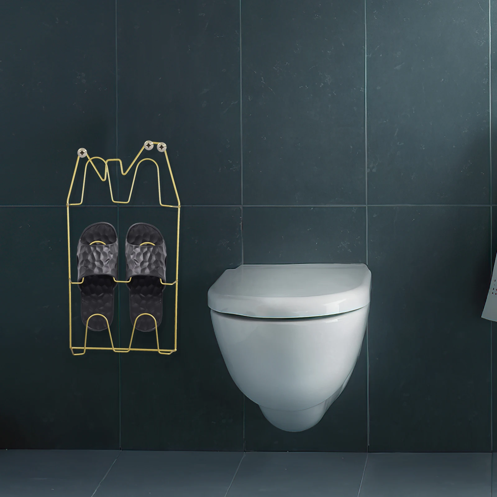 

No Drilling Wall Mount Shoe Rack Multi-Layer Slippers Holder Iron Storage Shelf for Entryway Bathroom Home Space-Saving