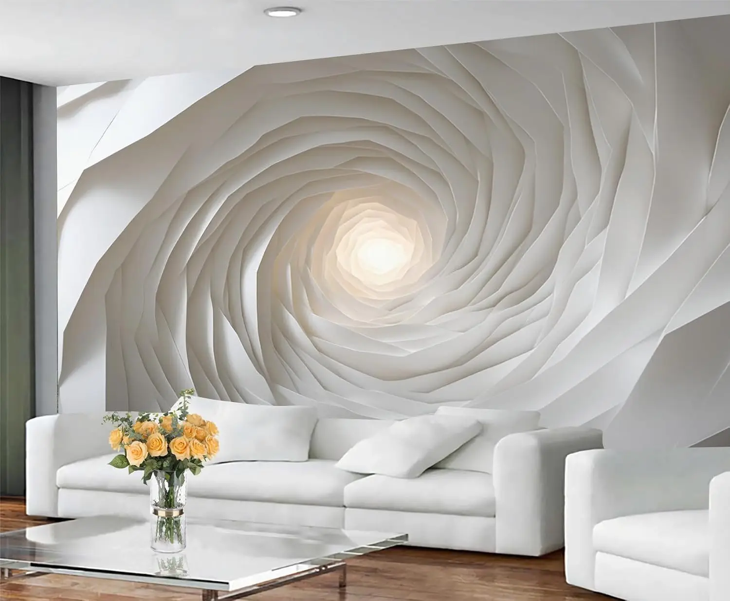 2PC Relief Wall Mural, Sculpture Embossed 3D Wallpaper, 3D Swirl Relief Wall Murals Wallpaper for Bedroom Living Room Office Background Decor (Non-self-Adhesive)