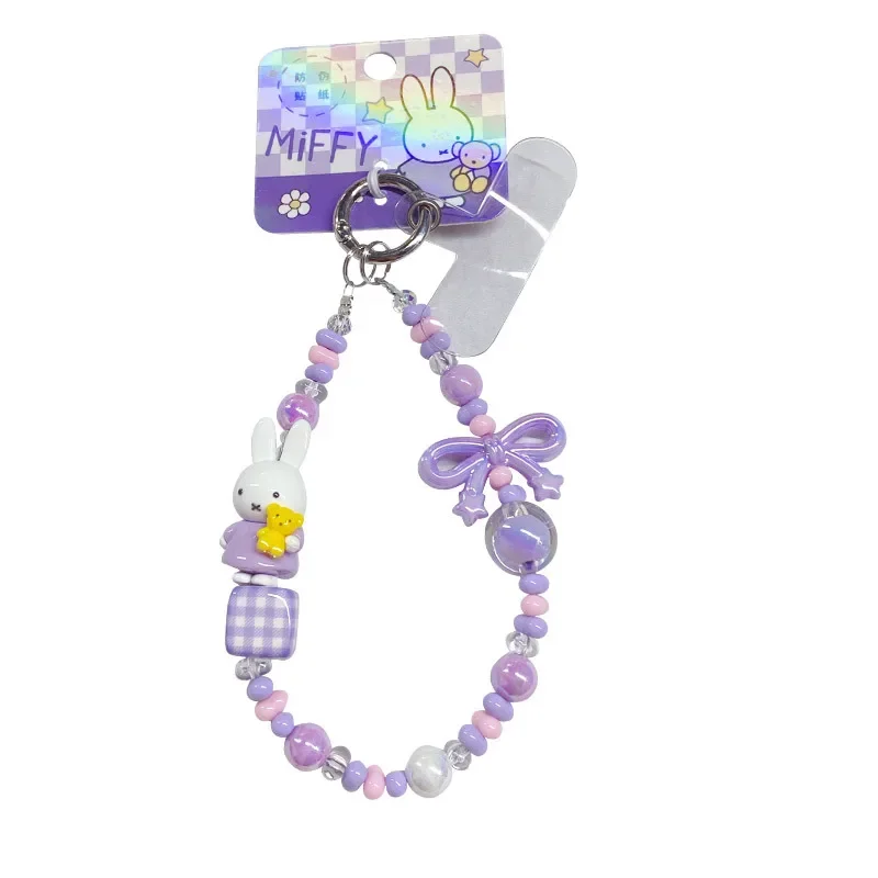 DIY Miffy Beaded Keychain Cute Cartoon Cellphone Charm Necklace Hanging Pendant Ornament Bag Accessory Phone Strap Key Holder - view 5