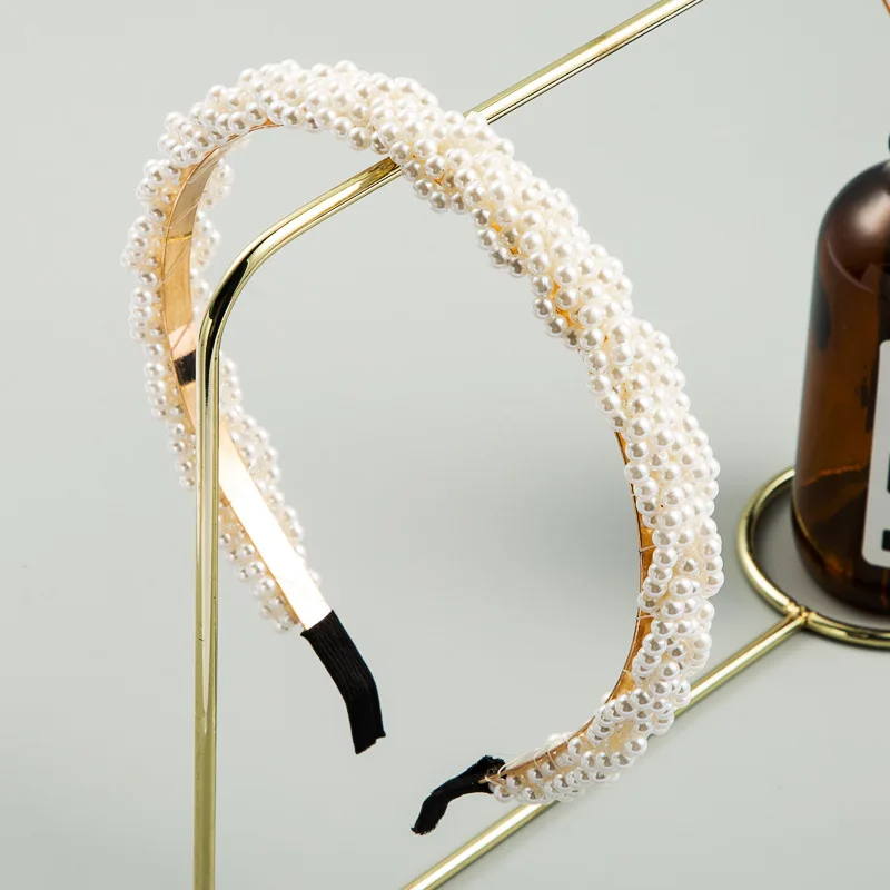 

Korean version of fashionable and beautiful style full of pearl headband girl super fairy Mori headband temperament versatile si
