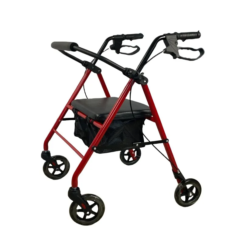 

Walker shopping cart walking aid disabled rehabilitation foldable four-wheel driving aid walker