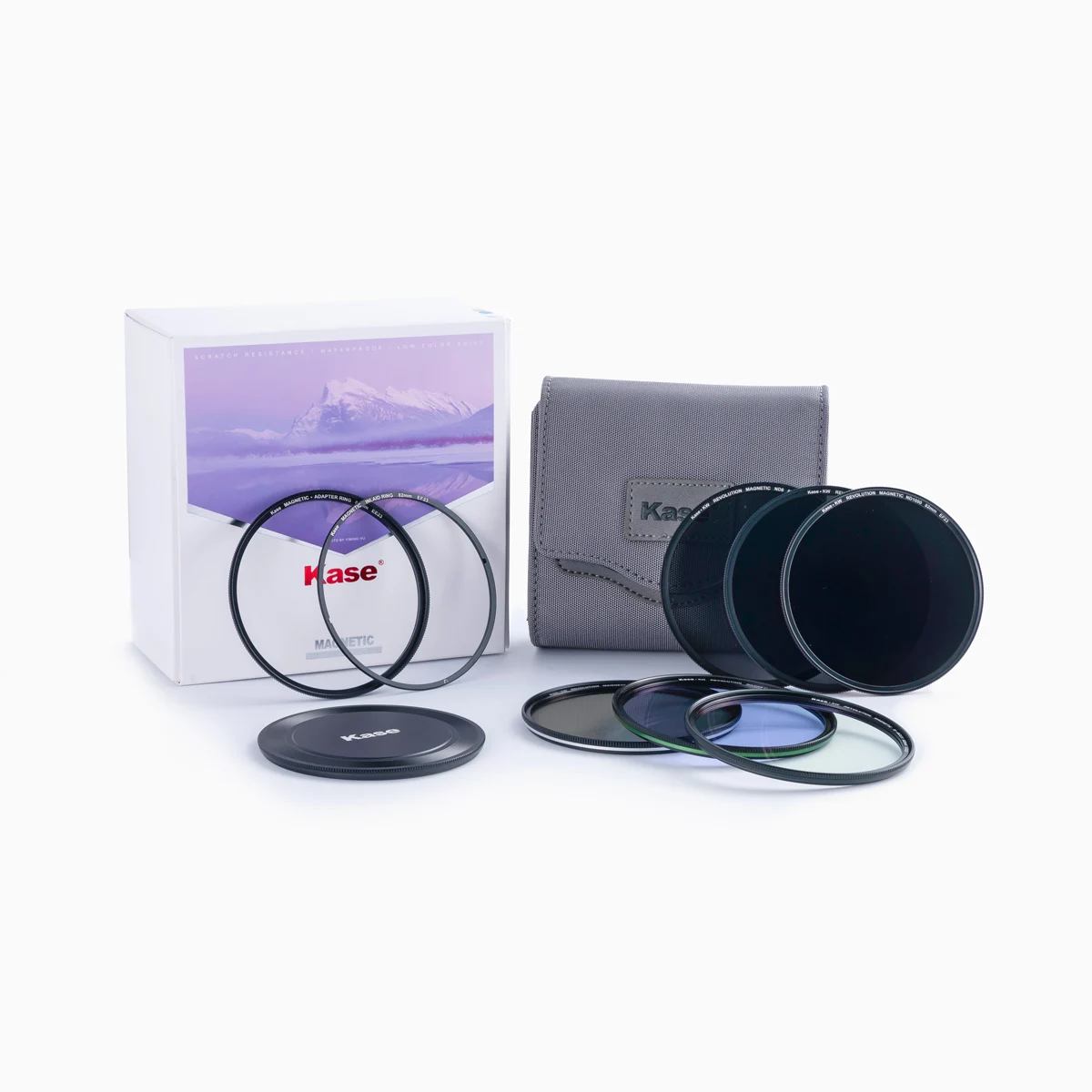 Kase KW Revolution Magnetic Filter Mega kit - CPL ＆ ND8 ＆ ND64 ＆ ND1000 ＆ R-MCUV ＆ Neutral Night ＆ Lens Cap ＆ Bag -New packaging