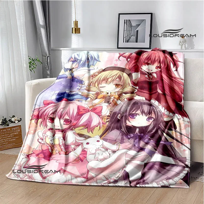 Puella Magi Madoka Magica Cartoon printed blankets Picnic blanket Flange blanket Home travel blankets bed linings birthday gift