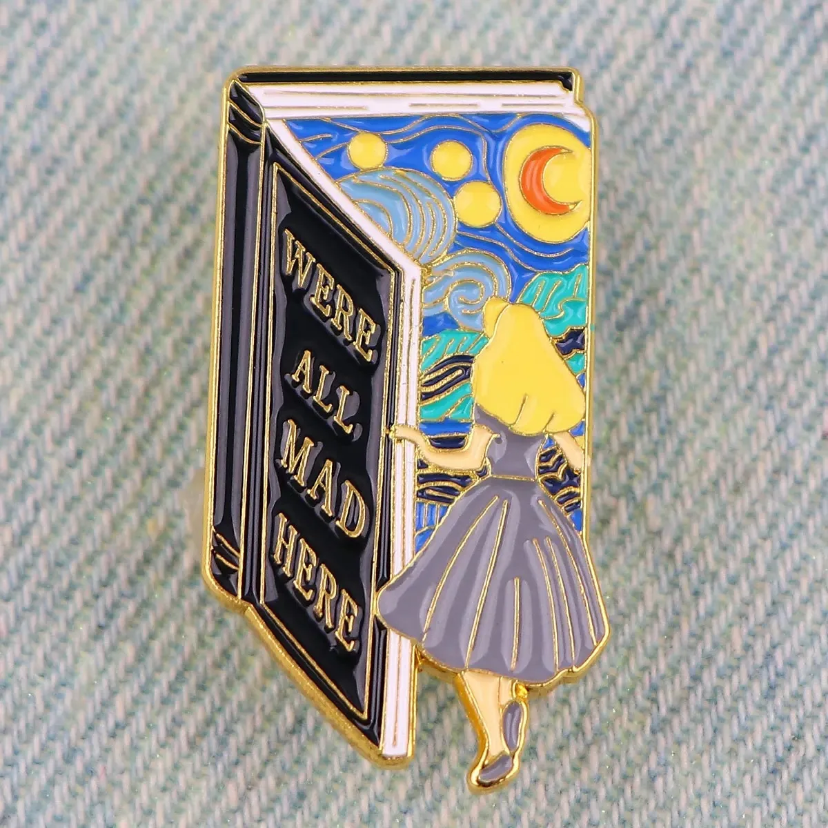 Dreamy Starry Sky Fairy Tale Girl Enamel Pin Badge Lapel Brooch Art‑Style Fashion Jewelry Accessories for Backpack Garment