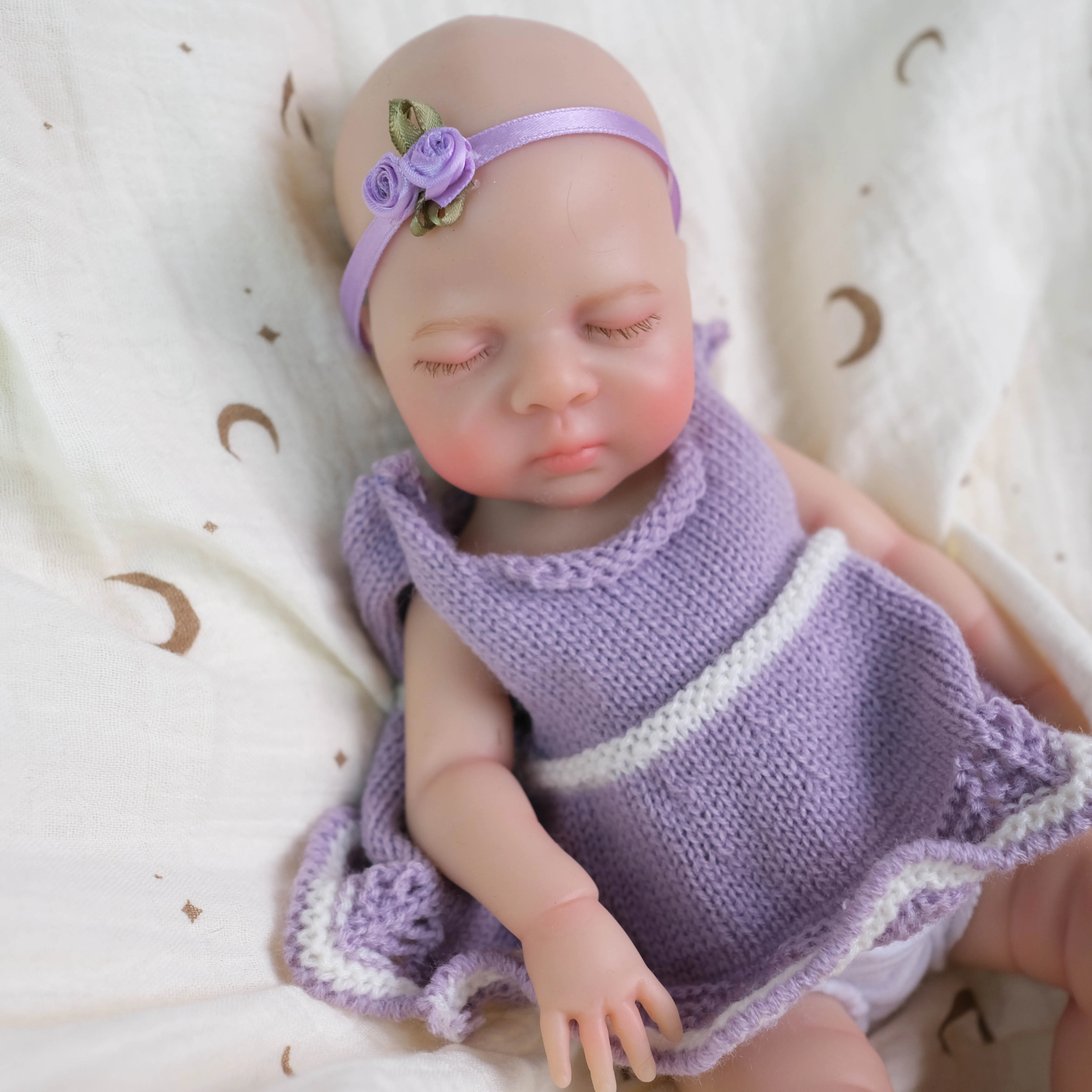 12Inch Luna Handmade Full Body Solid Super Soft Elastic Mini Cute Silicone No Hair Reborn Collectible Art Doll Xmas Gift