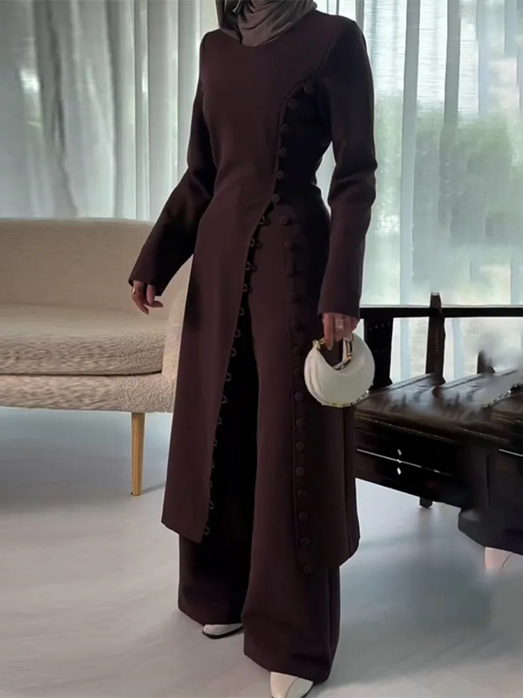 DFDG Conjunto de falda midi con bata minimalista de color puro para mujer, ropa de salón cómoda y elegante, ligera, diaria, primavera y verano 2025