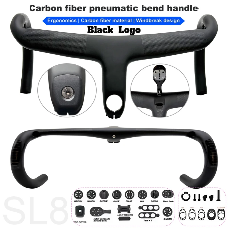 Integrierter Rennradlenker aus Kohlefaser 380-440mm, Vorbau 75-130mm, Vollständige interne Kabelführung, Di2-Cockpit für SL7 SL8