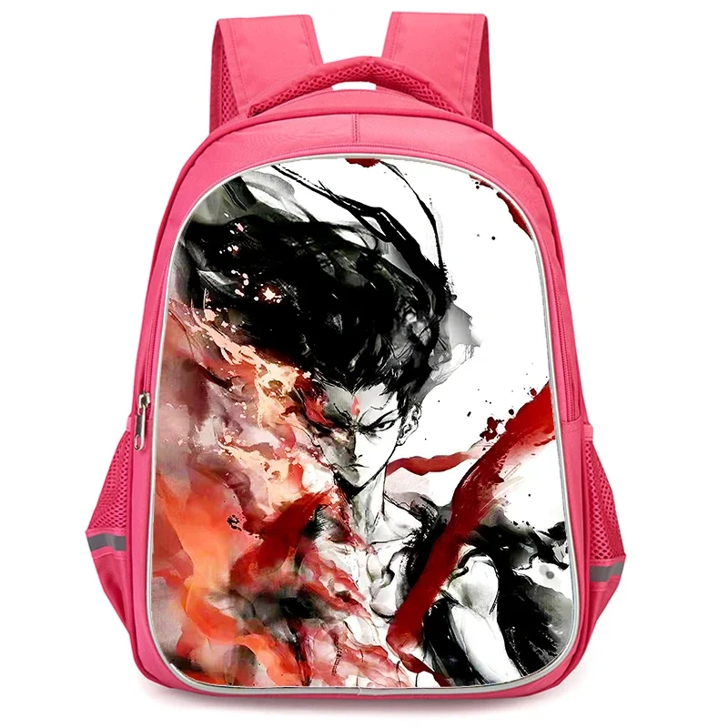 Girls School Backpack with Double Zipper Pocket,Pink Cartoon Nezha2 School Bags,Durable 16-in Kids Bags for Pupil Students